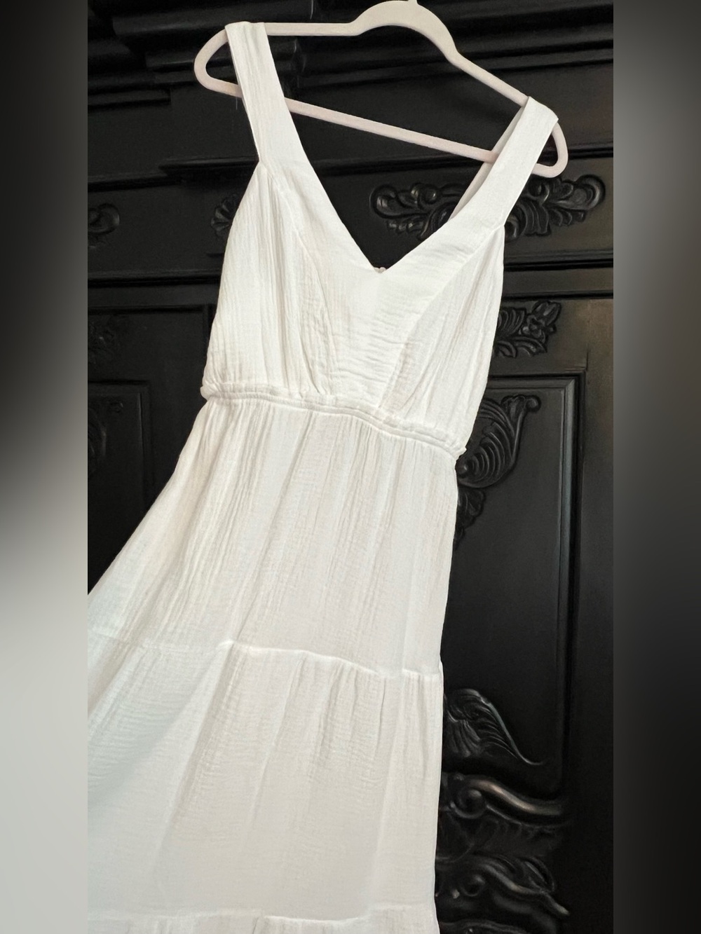 Steve Madden White 100% Linen Gauzy Tiered Maxi Dress NWT